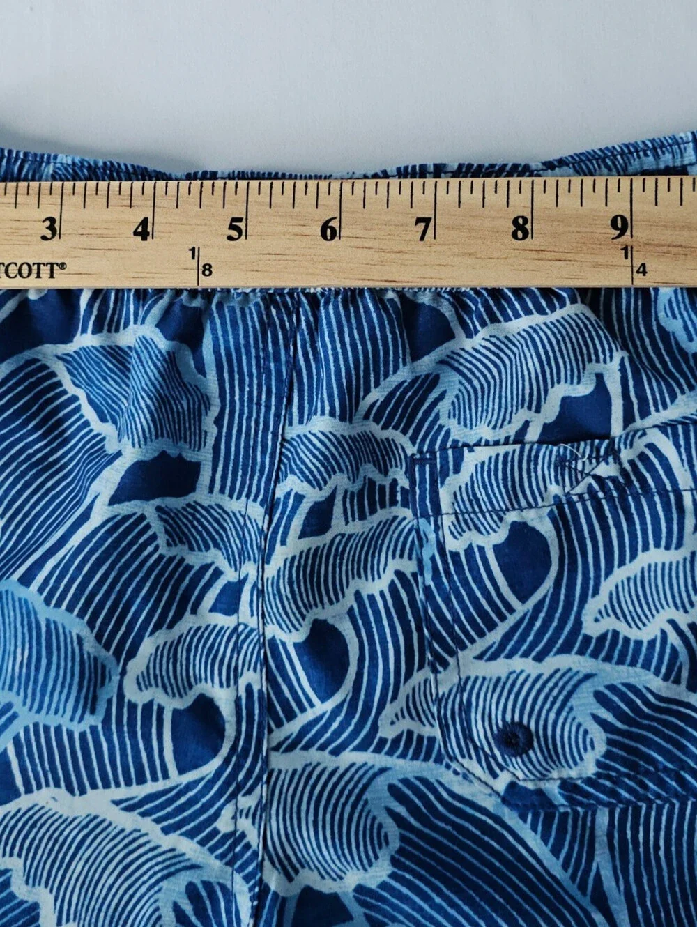 Janie & Jack Boys Blue Tropical Wave Print Swim Trunks Mesh Lined Drawstring 5